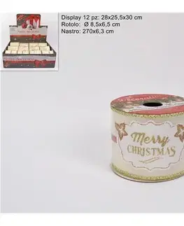 Vianočné dekorácie MAKRO - Stuha vianočná 6,3x270cm rôzne dekory