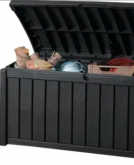 Úložné boxy a chladničky KETER Záhradný GUTTERWOOD box 390L | grafit