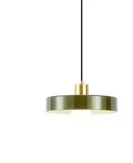 Závesné svietidlá Retro závesná lampa zlatá so zeleným sklom - Jina
