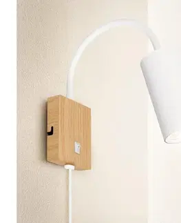 Svietidlá BRILAGI - Flexibilná nástenná lampa SELE 1xGU10/30W/230V biela/dubový dekor WO-SELEWL-WH-WD01-OEM