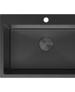 Kuchynské drezy MEXEN MEXEN - Solix oceľový drez 1-bowl 650 x 450 mm, čierna 6403651000-70
