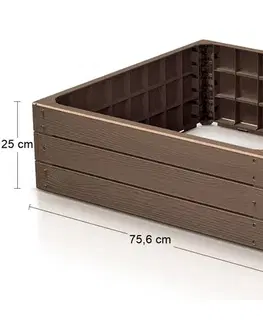 Kvetináče a truhlíky NABBI IBWS plastový vyvýšený záhon hnedá