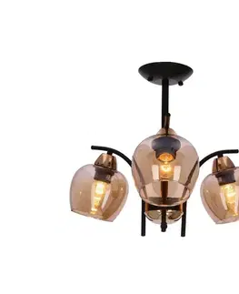Svietidlá  Luster na tyči MERRA 3xE27/40W/230V čierna/béžová 33-35318