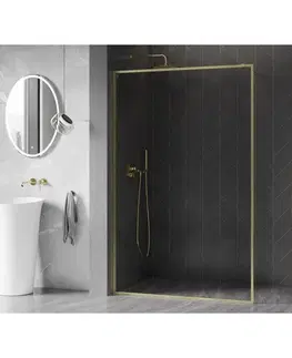 Sprchové dvere MEXEN/S - Kyoto-XF Sprchová zástena WALK-IN s rámom 70 x 202, transparent 10 mm, zlato kefovaná 800-070-104-55-00-X