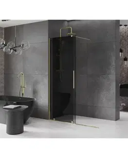 Sprchové dvere MEXEN/S - Velar Sprchová zástena posuvná Walk-in 130 x 200, grafit 8 mm, zlato 871-130-000-43-50