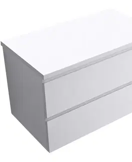 Kúpeľňový nábytok CERANO - Kúpeľňová skrinka Carole + doska pod umývadlo Navira Pro - 36 mm - biela matná - 100x51,6x46 CER-668261