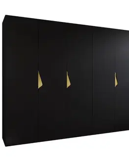 Šatníkové skrine Skriňa Sandi 1-300 (2x150) čierna/zlatá