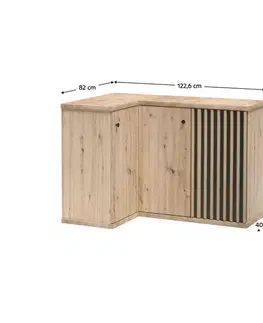 Komody KONDELA Koli C-12 trojdverová rohová komoda dub artisan / čierna