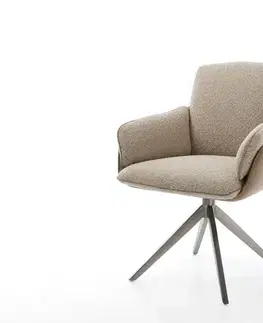 Jedálenské stoličky DELIFE Jedálenská stolička Luan-Flex s opierkami zmiešané materiály tmavobéžová krížová podstava široká grafitová otočná o 360° s hojdacou funkciou