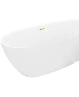 Vane MEXEN/S - Luvo Slim voľne stojaca vaňa 170 x 75, biela, sifón a prepad zlatá kartáčovaná 52801707500-55