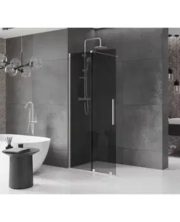 Sprchové dvere MEXEN/S - Velar Sprchová zástena posuvná Walk-in 90 x 200, grafit 8 mm, nikel kefovaná 871-090-000-43-97