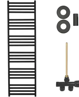 Doplnky do kúpeľne CERANO - Koupelnový radiátorový set Fulgiduson - ústřední vytápění - boční jednobodové připojení - 765W - černá matná - 1800x530 mm CER-663598