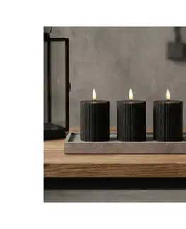Svietidlá Estilo Home SADA 3× LED sviečok BRILLO LED/2×AA 10 cm čierne + diaľkové ovládanie 5905623255194