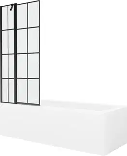 Sprchové dvere MEXEN/S - Vega obdĺžniková vaňa 160 x 70 cm s panelom + vaňová zástena 80, čierna vzor 550116070X9408117077