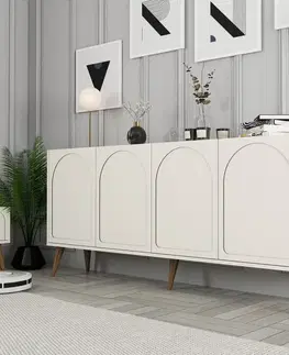 Komody Konzolový stolík Lyon 81 - Cream, Walnut