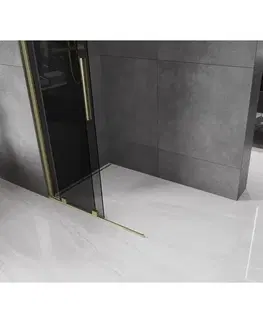 Sprchové dvere MEXEN/S - Velar Sprchová zástena posuvná Walk-in 110 x 200, grafit 8 mm, zlato kefovaná 871-110-000-43-55