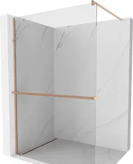 Sprchové dvere MEXEN/S - Kioto+ Sprchová zástena s poličkou WALK-IN 75 x 200, transparent, meď kartáčovaná 800-075-121-65-00