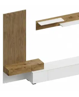 Obývacie steny KONDELA Rebeka New obývacia stena biela / dub artisan
