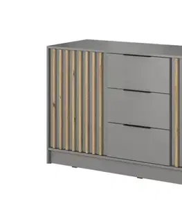 Komody ArtPS Komoda KELLY 3D | sivá