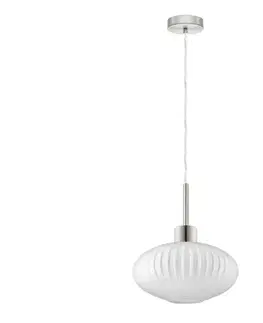 Svietidlá Eglo LED závesný luster na lanku HARMA 1xE27/60W/230V priemer 30 cm matný chróm/biela 1xEG32515+1xNSLA55473