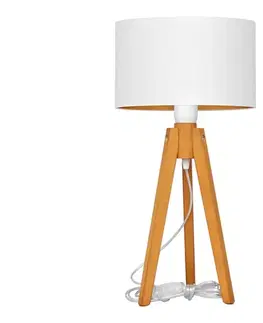 Lampy  Stolná lampa ALBA 1xE27/15W/230V biela/zlatá/dub B-D D+WT+2515 WT+GO