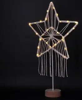 Vianočné dekorácie Solight LED vianočná hviezda Lapač snov, biela, 49 cm, 45x LED, 2x AAA