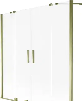 Sprchové dvere MEXEN/S - Velar Duo dvojkrídlová posuvná vaňová zástena 150 x 150, dekor, zlatá 896-150-000-32-50