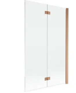 Sprchové dvere MEXEN - MIST vaňová zástena 110x150 cm 6mm 2-s, meď kartáčovaná, číra, pravá 8A9-110-002-65-00-P