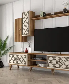 Obývacie steny TV skrinka / Obývacia stena Class S - Walnut, Cream