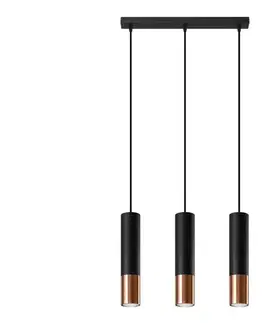 Svietidlá  SL.0948 - Luster na lanku LOOPEZ 3xGU10/10W/230V čierna/meď SL.0948