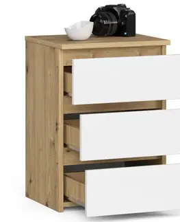 Nočné stolíky Dizajnový nočný stolík SHEEN40, hnedý / biely