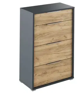Komody KONDELA Rioma New Typ 22 zásuvková komoda grafit / dub artisan