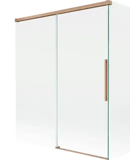 Sprchové dvere MEXEN/S - Rox L vaňová zástena 2-krídlová posuvná 140 + 70 x 150, transparent, meď kartáčovaná 8C9L-140-070-65-00