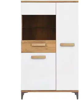 Vitríny a regály do obývačky Vitrína Snobi Sb06 Dub Craft/Alpská biela