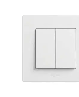 Predlžovacie káble Legrand - Dvojitý schodiskový vypínač 6+6 s rámikom NILOE STEP biela LR0060+LR0053