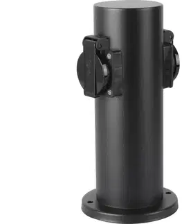 Záhradné lampy BRILAGI - Vonkajší zásuvkový stĺpik PILLAR 2Z SCHUKO 230V IP44 čierna BRI186