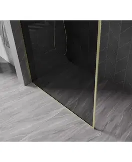 Sprchové dvere MEXEN/S - Kyoto-F Sprchová zástena WALK-IN s rámom 120 x 202, grafit 8 mm, zlato kefovaná 800-120-104-55-40