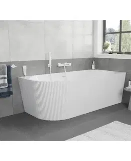 Vane MEXEN/S - Silo voľne stojaca rohová vaňa pravá reliéf 170 x 80, biela, sifón a prepad biela 52891708000P-20
