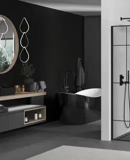 Sprchové dvere MEXEN/S - KIOTO Sprchová zástena WALK-IN 80x200 cm 8 mm, čierna, čierny vzor 2 800-080-101-70-78