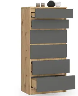 Komody a skrinky Moderná vysoká komoda MARIANNA60, dub Artisan / grafit