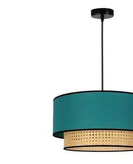 Svietidlá  - Luster na lanku BOHO 1xE27/15W/230V pr. 45 cm tyrkysová/ratan 84335