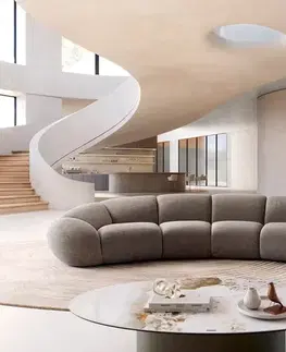 Veľké pohovky DELIFE Veľká pohovka Lunna 360x175 cm texturovaná látka mäkká taupe 2 vankúše
