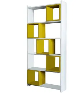 Knižnice Knižnica Box - White, Yellow