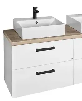 Kúpeľňový nábytok AQUALINE - VEGA Nábytková zostava do kúpeľne, šírka 145 cm, biela/dub platina VG073-04