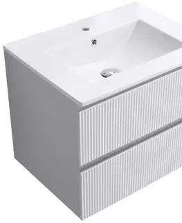 Kúpeľňový nábytok CERANO - Kúpeľňová skrinka Carole + keramické umývadlo Todo - biela matná ryhovaná - 61x50x46,5 CER-008759
