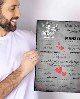 Tabuľky s venovaním (darčeky) Darček pre manžela - Blahoželanie a vyznanie lásky na tabuľke