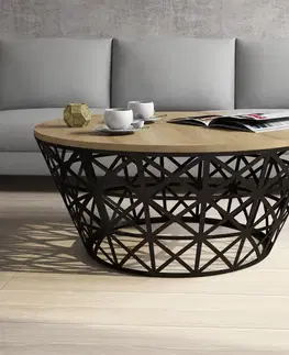 Konferenčné stolíky Konferenčný stolík Stil Metal Ferforje - Oak