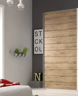 Šatníkové skrine PALINDA 17 šatníková skriňa 200, biela/dub beaufort