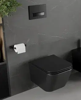 Záchody MEXEN - Madox Závesná WC misa Rimless vrátane sedátka s slow, Duroplast, čierna mat 30154070