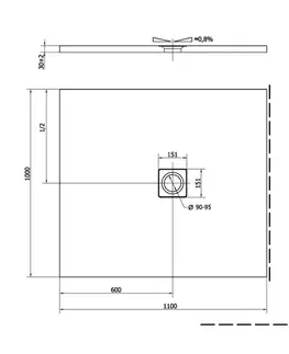 Vane POLYSAN - FLEXIA sprchová vanička z liateho mramoru s možnosťou úpravy rozmeru 110x100cm 72922